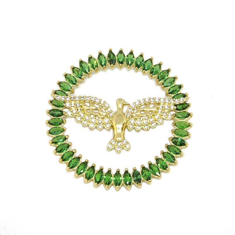 Pingente Mandala Divino Espirito Santo Verde com Zirc�nias em Ouro 18 Kilates - 25040